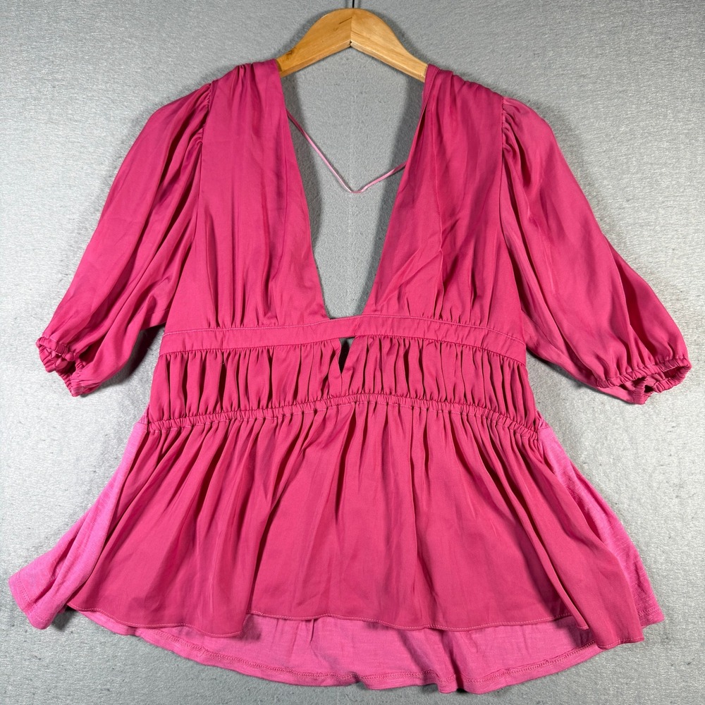 Dolan Left Coast Collection Pink Neck‎ Puff Sleeve Top Medium Anthropologie